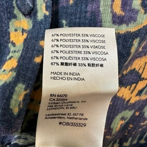 Free People XS This Is It Tunic Top Oversized Long Sleeve Billowy Blue Orange - Picture 6 of 10